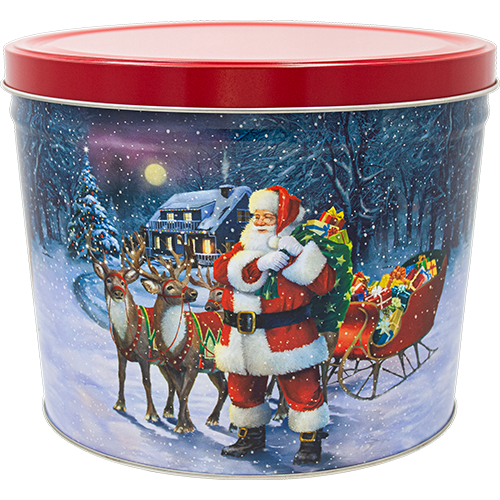 2 Gallon Santa with Reindeer - Holiday Tin