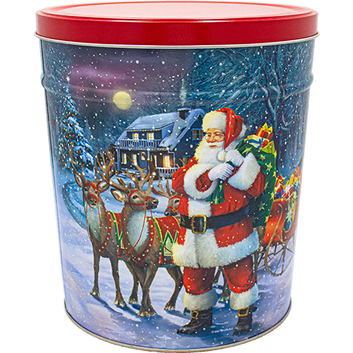 3.5 Gallon Santa with Reindeer- Holiday Tin